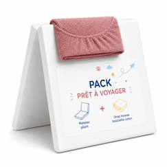 Pack matelas pliant 60x120 + drap housse éponge rose - idéal voyage - déhoussable et sain  - vertbaudet enfant