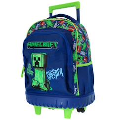 Cartable à roulettes garçon minecraft 1 compartiment  - vertbaudet enfant