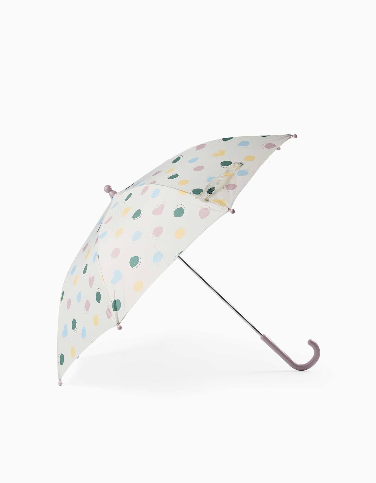 Parapluie Automatique Avec Motif À Pois Mauve Clair