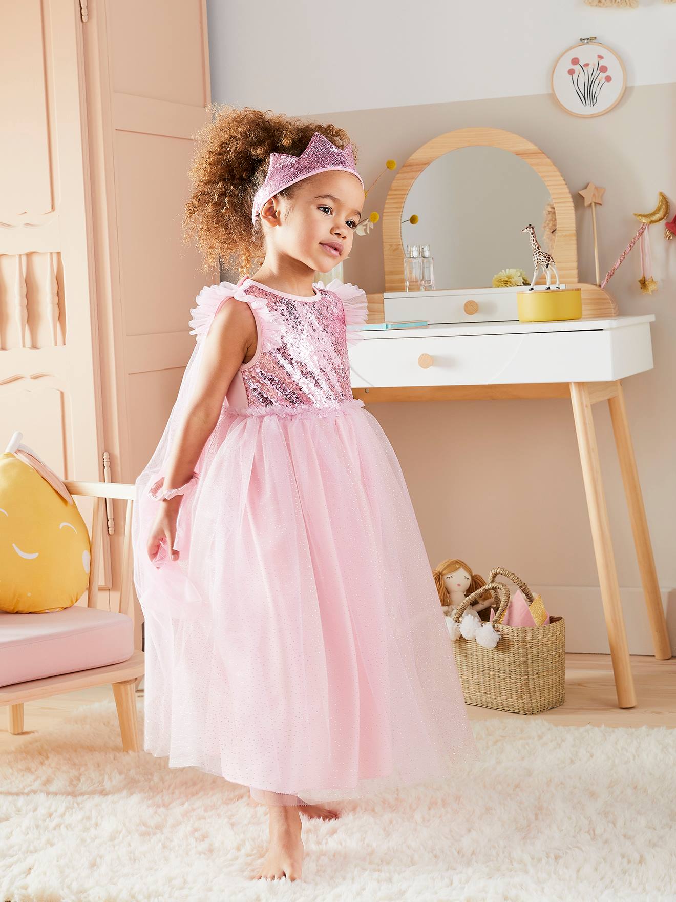 Vertbaudet - Déguisement de princesse avec voile et couronne rose