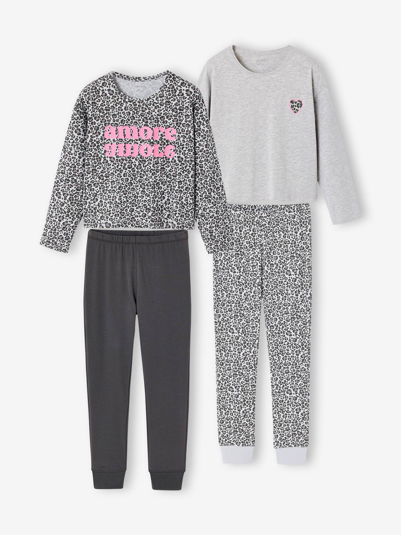 Lot de 2 pyjamas fille gris chiné