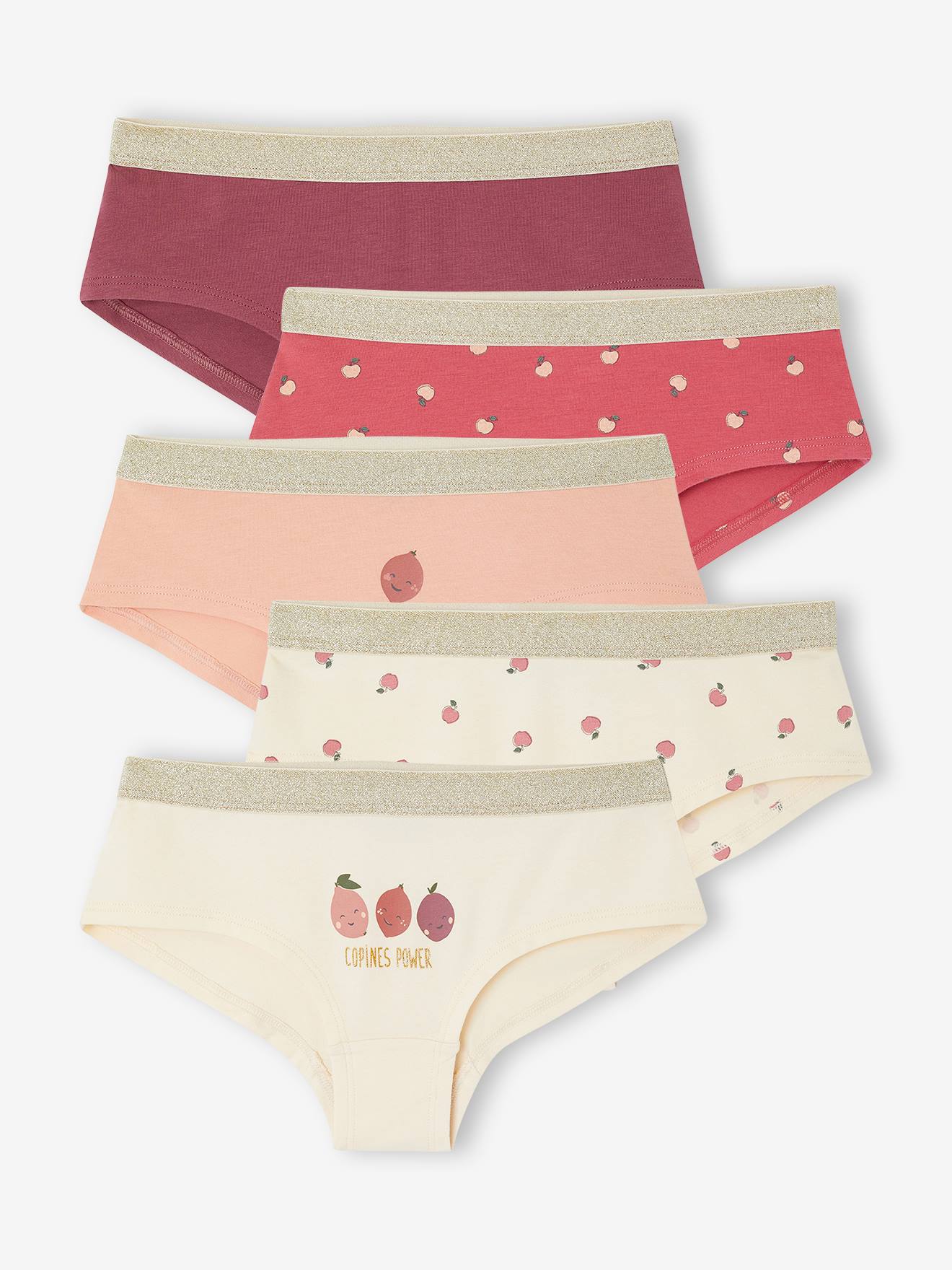 Lot de 5 shorties fille vieux rose