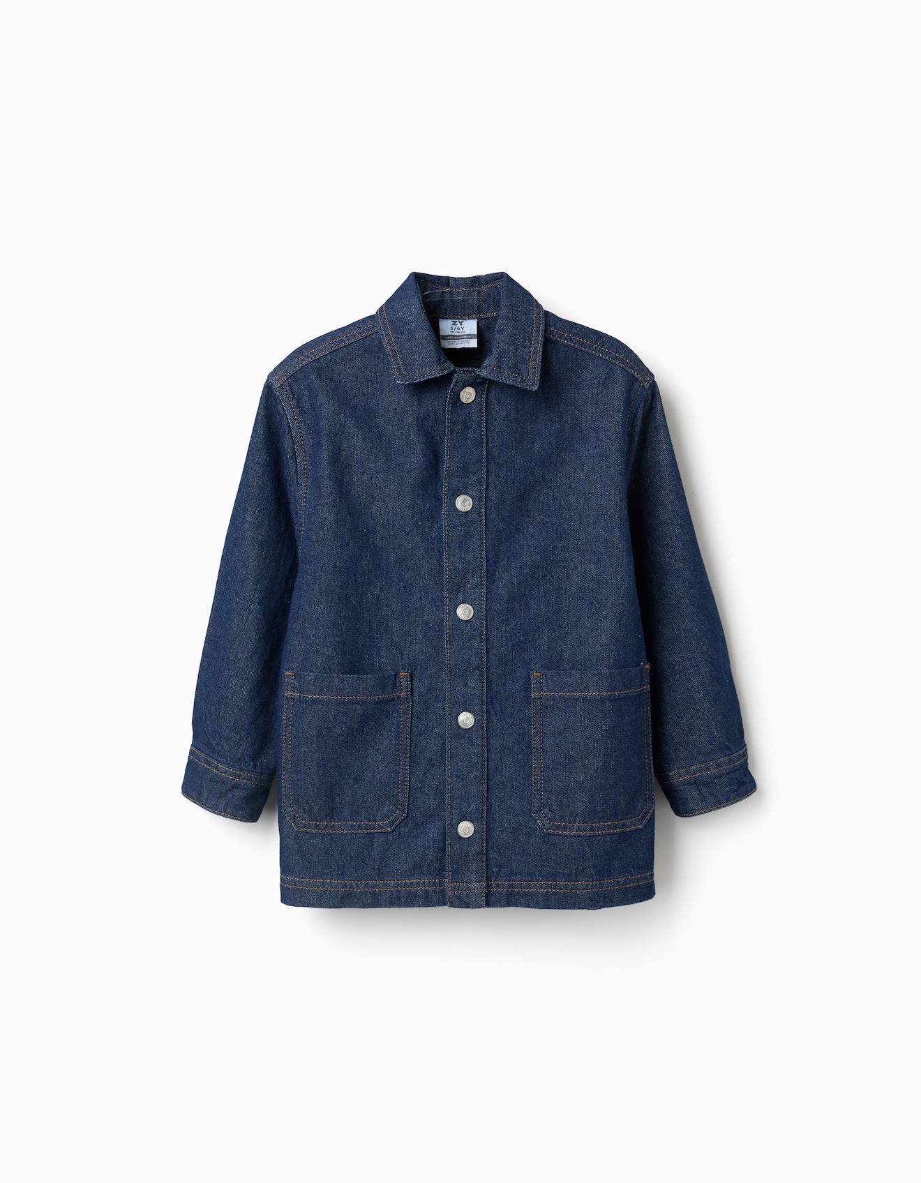 Surchemise En Jean Avec Poches Frontales Bleu Foncé