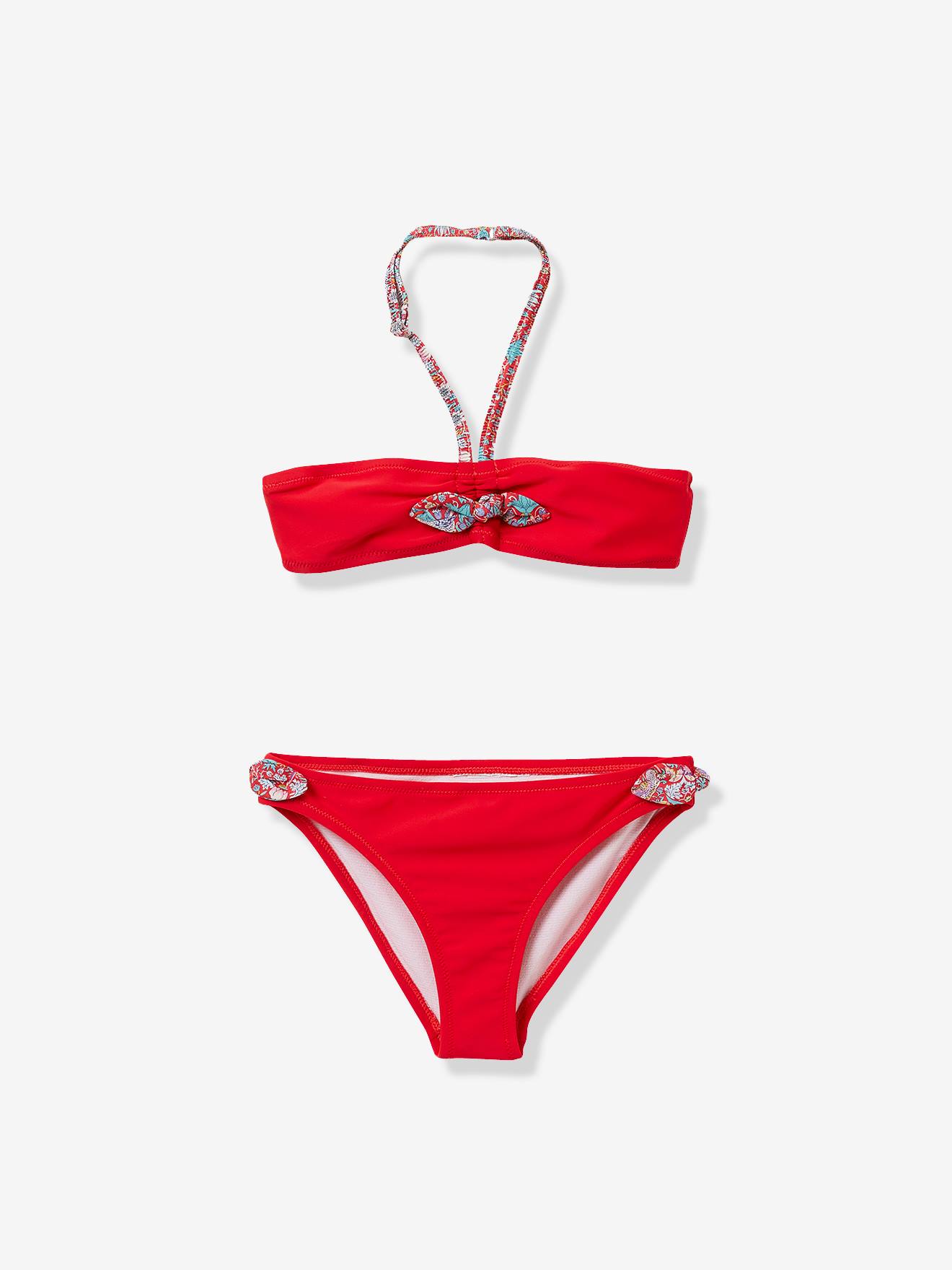 Maillot 2 pièces noeud en tissu Liberty fille CYRILLUS liberty strawberry thief