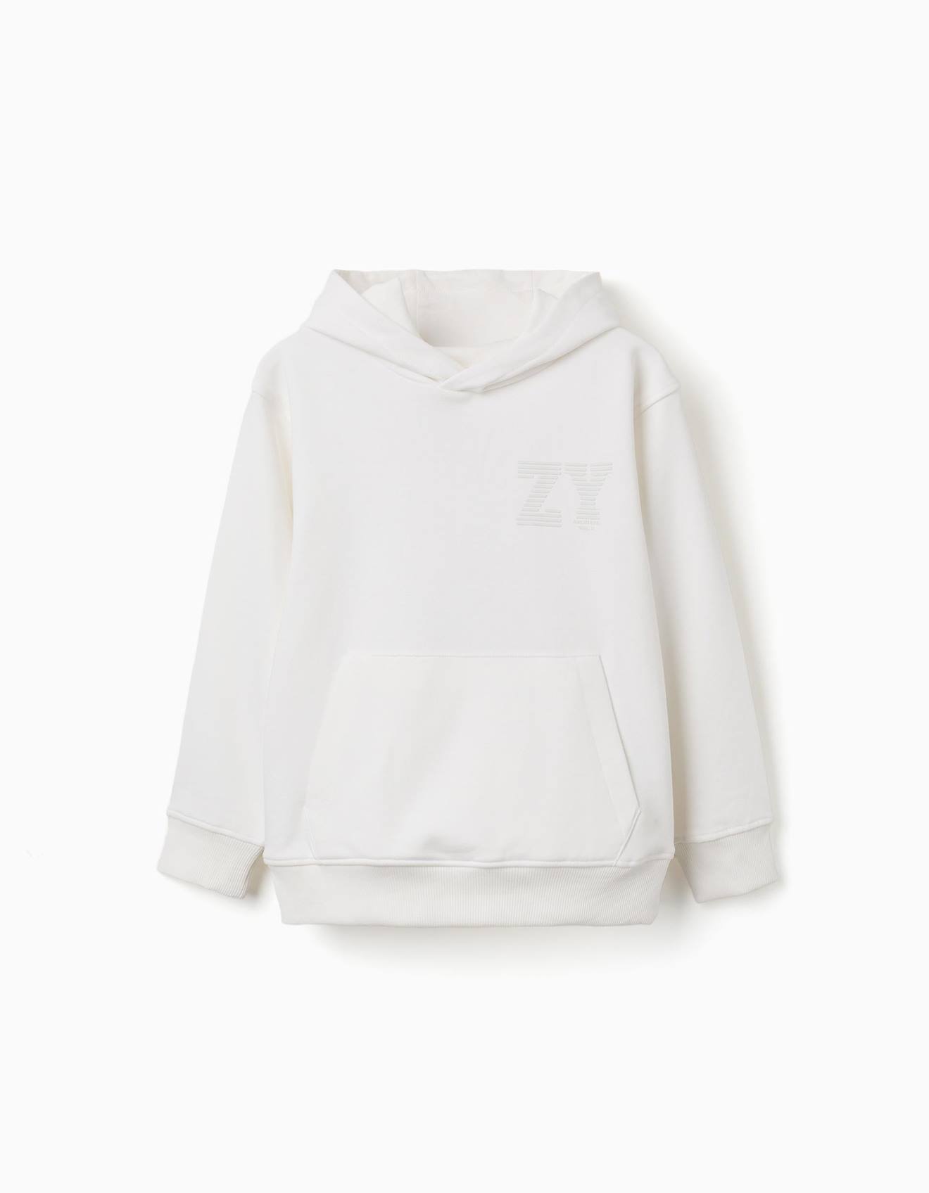 Sweat À Capuche Avec Imprimé En Relief Zy Blanc Sweat À Capuche Avec Imprimé En Relief Zy Blanc
