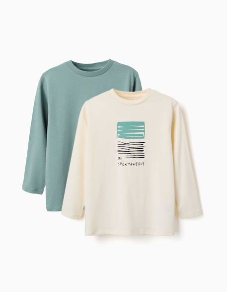 Lot de 2 t-shirts à manches longues avec imprimés  - vertbaudet enfant