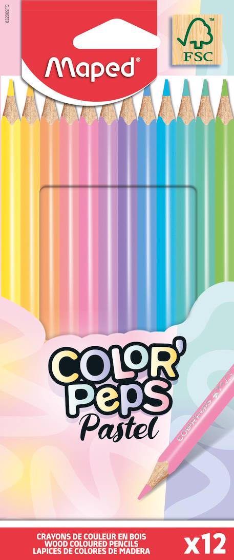 Fille-Accessoires-Fourniture scolaire-Crayons de couleur color peps pastels en bois