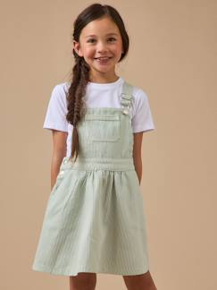 Robe salopette denim rayée fille  - vertbaudet enfant