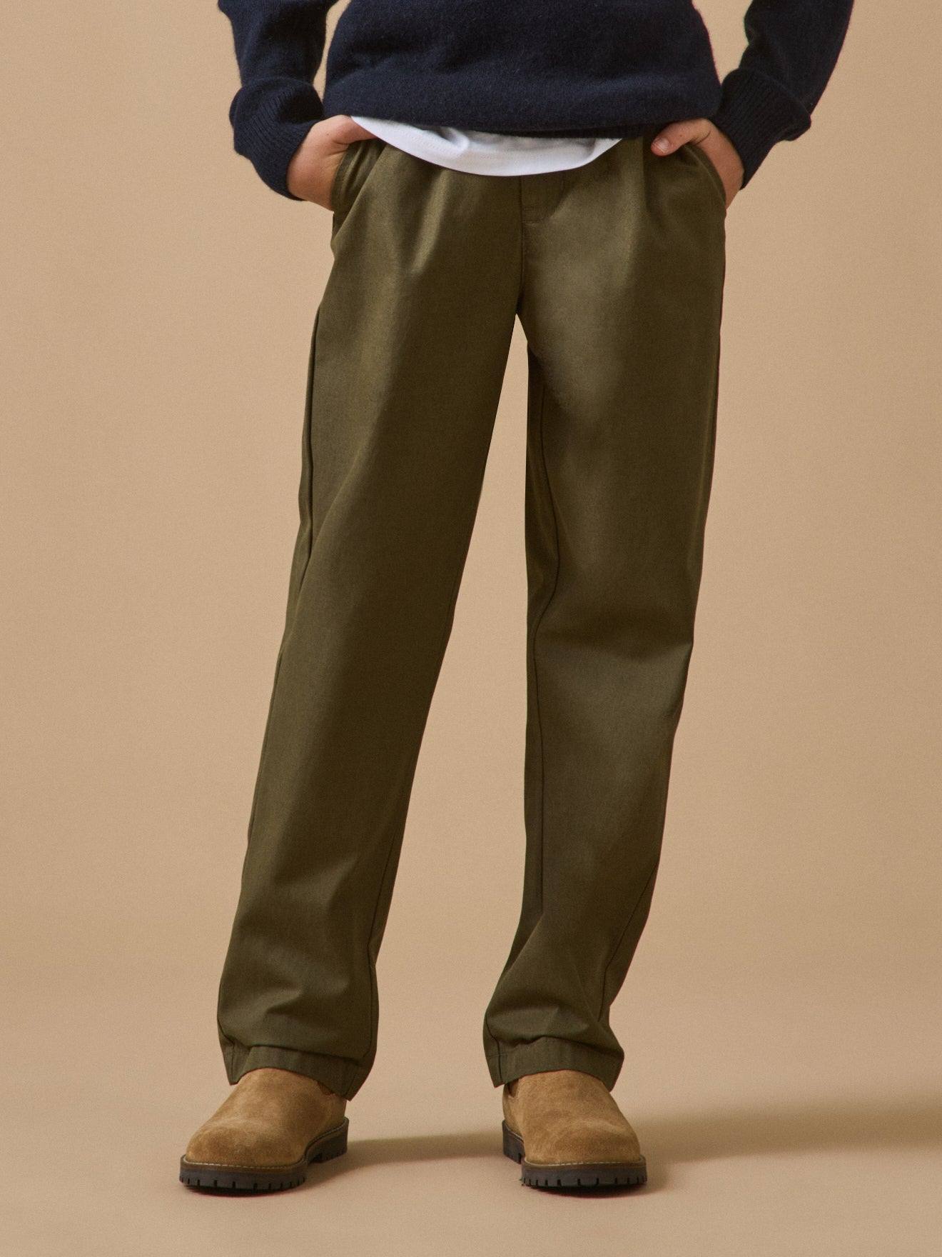 Pantalon Relax En Twill Garçon Kaki