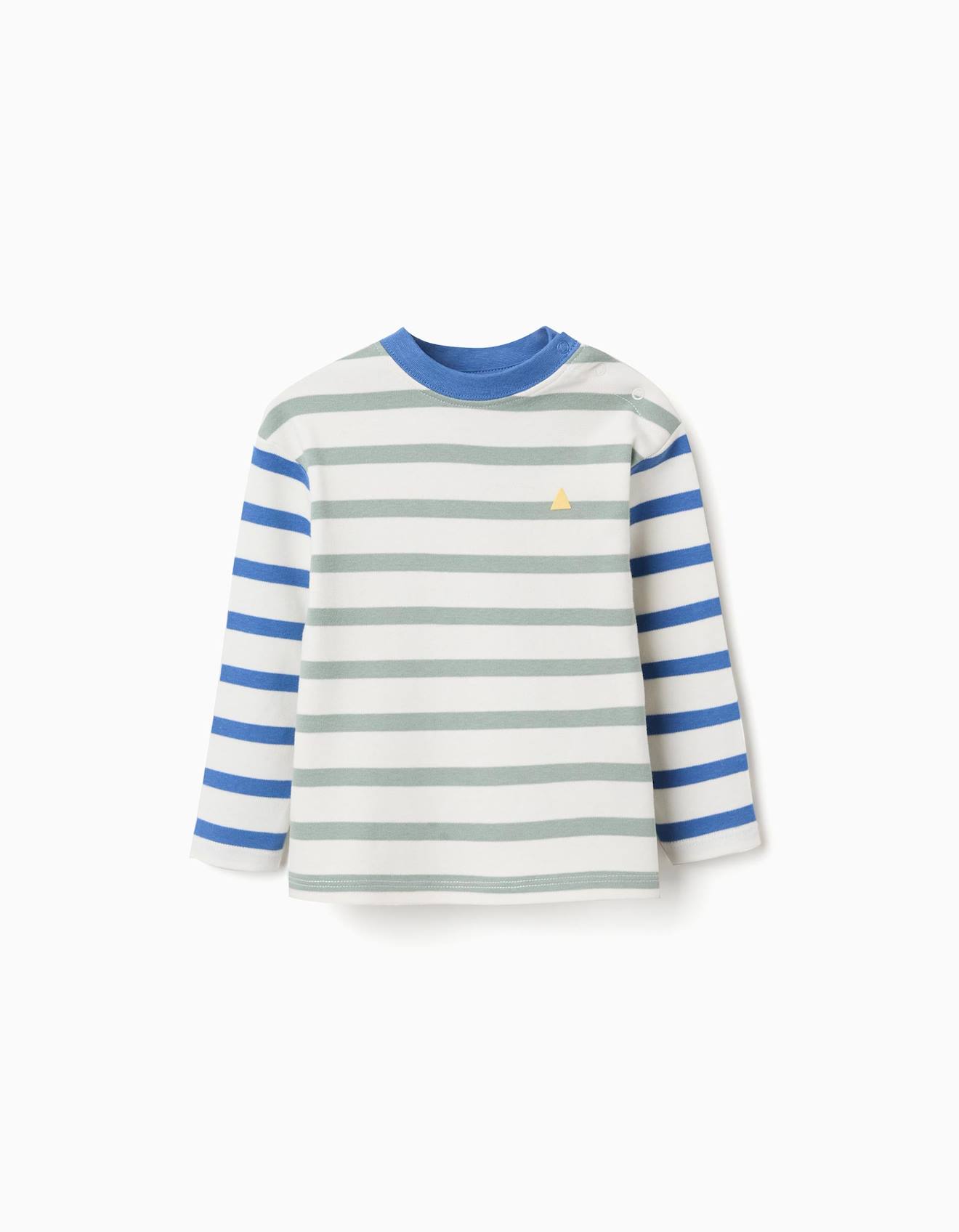 T-shirt En Coton À Manches Longues À Rayures Vert
