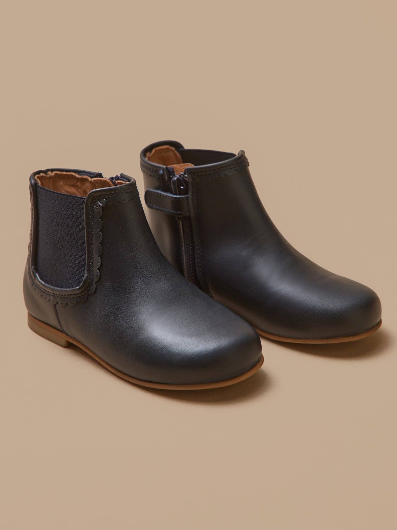 Boots Cuir Fille Encre Boots Cuir Fille Encre