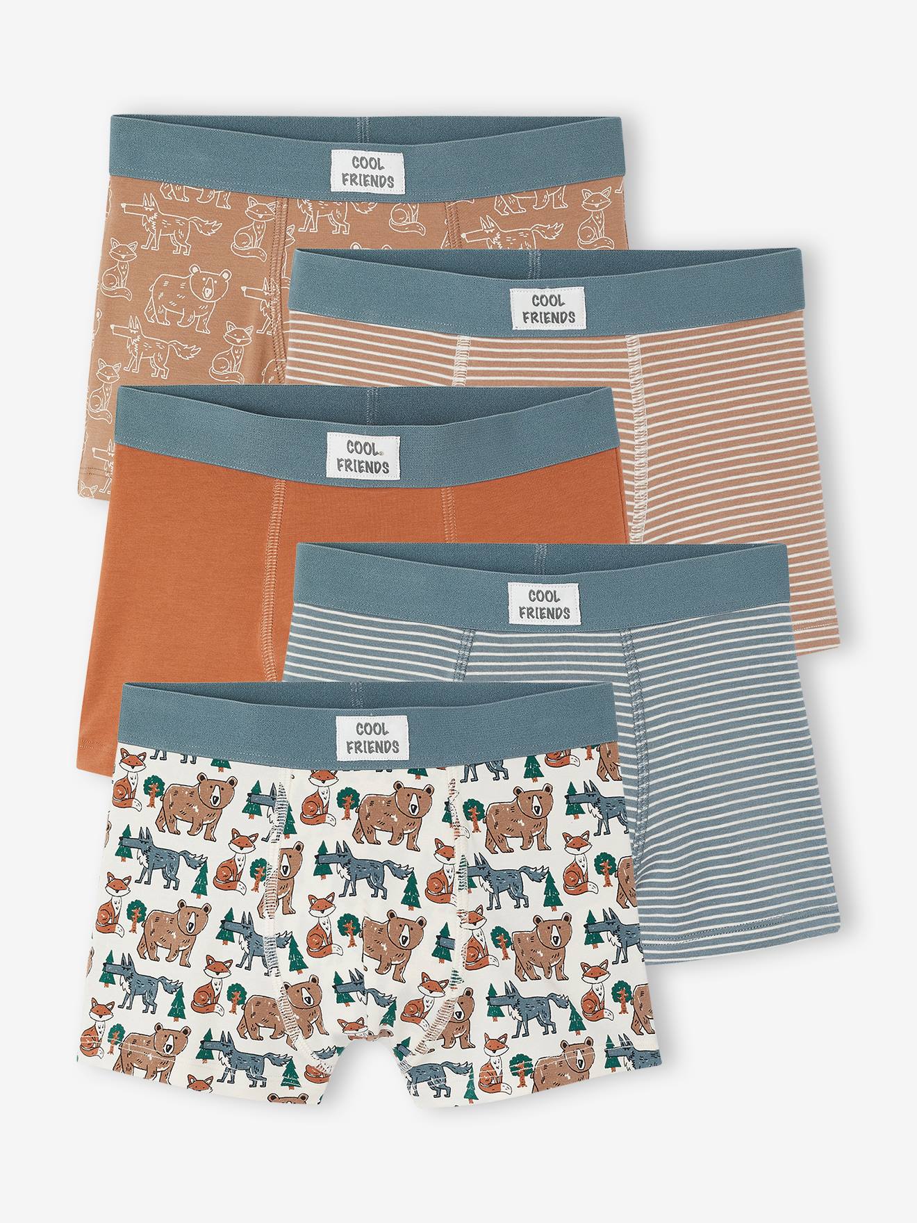 Lot de 5 boxers garçon beige
