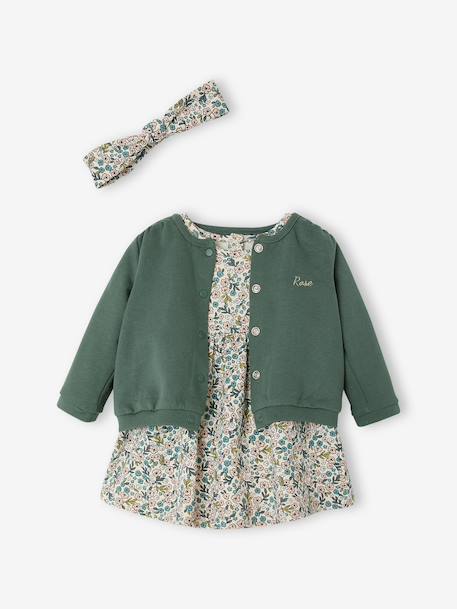 Bébé-Ensemble-Ensemble bébé fille 3 pièces robe cardigan bandeau 
