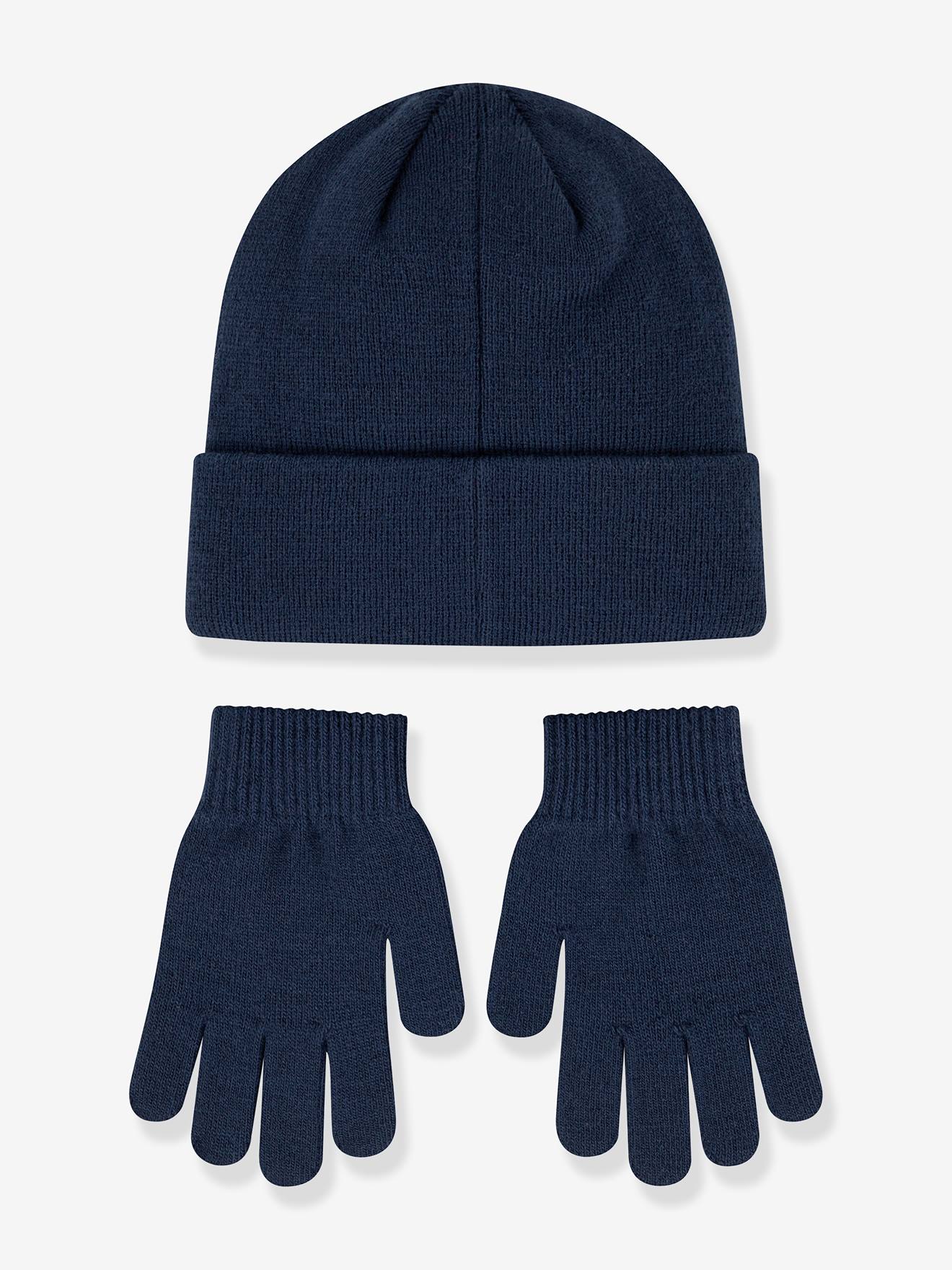 Ensemble bonnet et gants marine