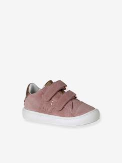 Chaussures-Chaussures bébé 17-26-Marche fille 19-26-Baskets bébé fille cuir à scratchs
