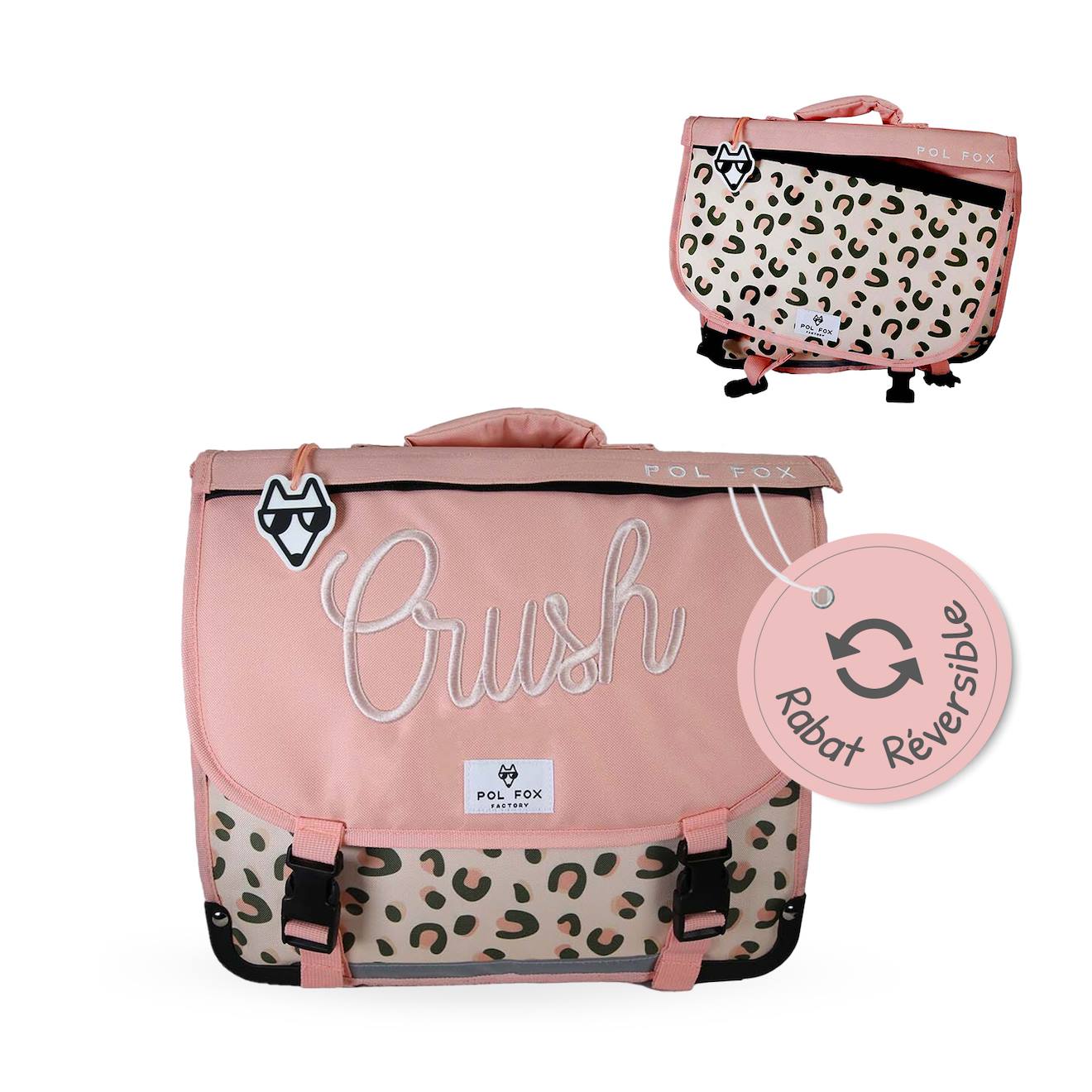 Cartable Réversible 2 Compartiments Crush - 38 Cm Rose