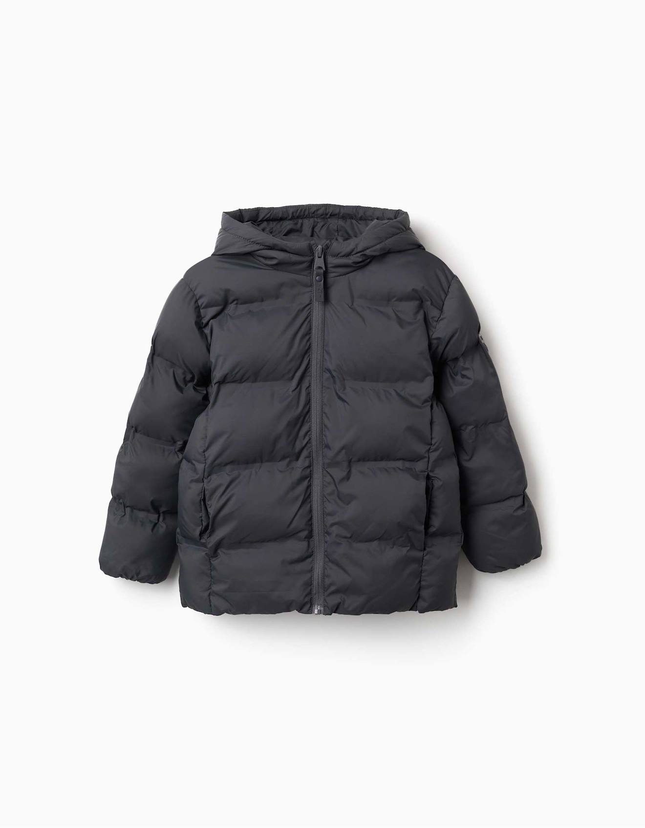 Doudoune Thermique Avec Capuche Et Poches Gris Foncé Doudoune Thermique Avec Capuche Et Poches Gris Foncé