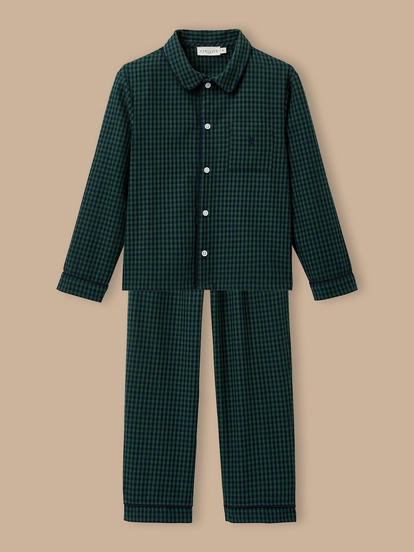 Pyjama Grand-père Carreaux Garçon Carreaux Bleu/vert