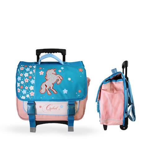 Fille-Cartable à roulettes 2 compartiments Cybel Licorne - 38 cm