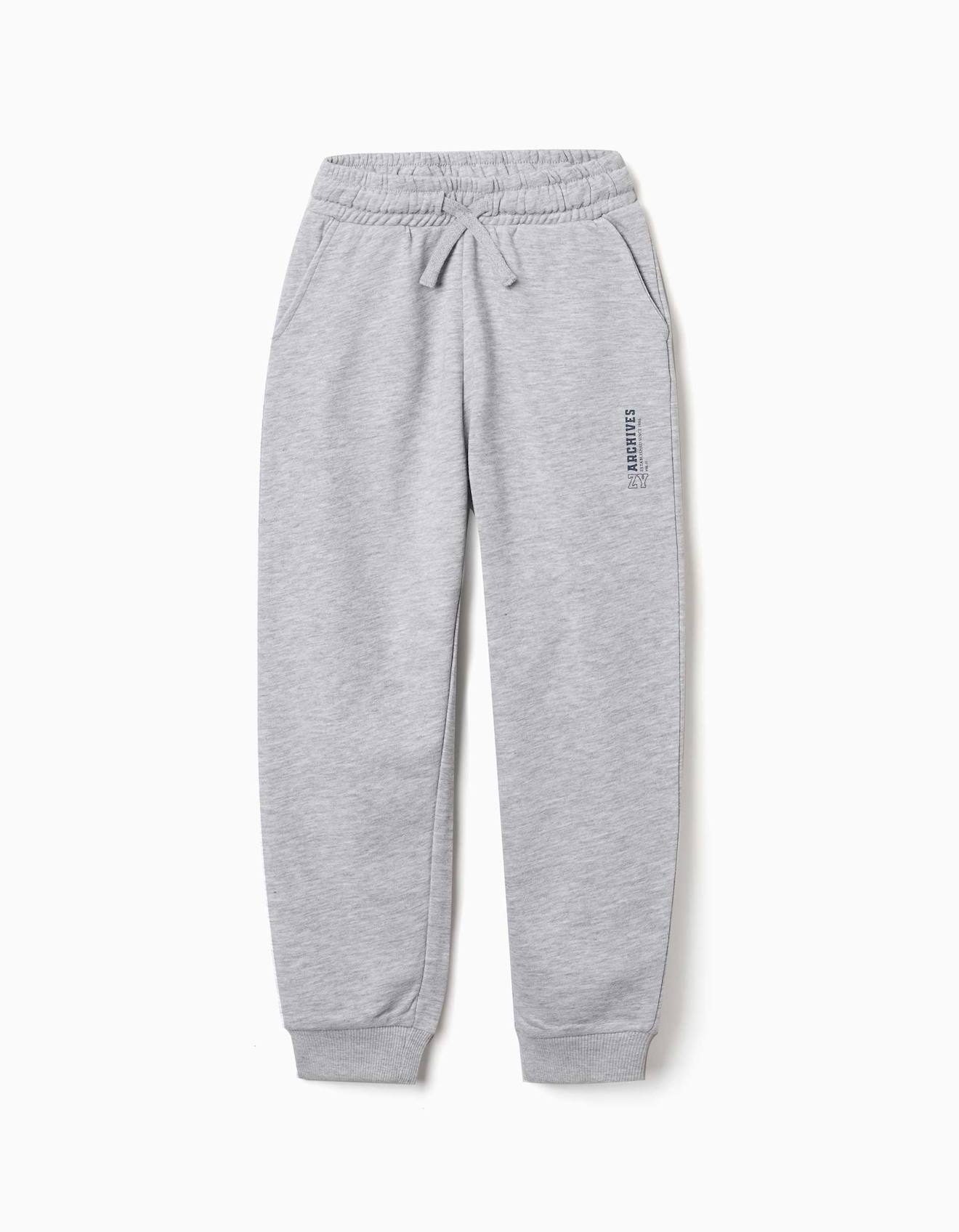 Pantalon De Jogging Ajusté En Molleton Avec Poches Et Imprimé Zy Gris Clair