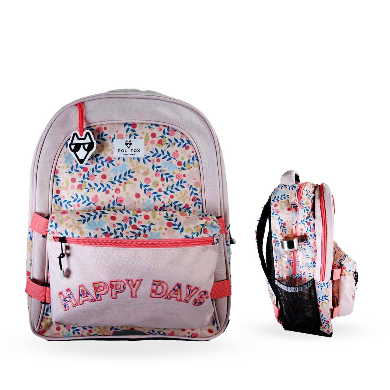 Sac À Dos Scolaire Réversible 2 Compartiments Happy Blush Rose