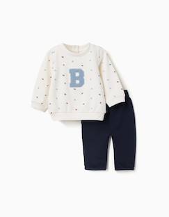 -Ensemble de jogging en coton peigné avec broderie en bouclettes