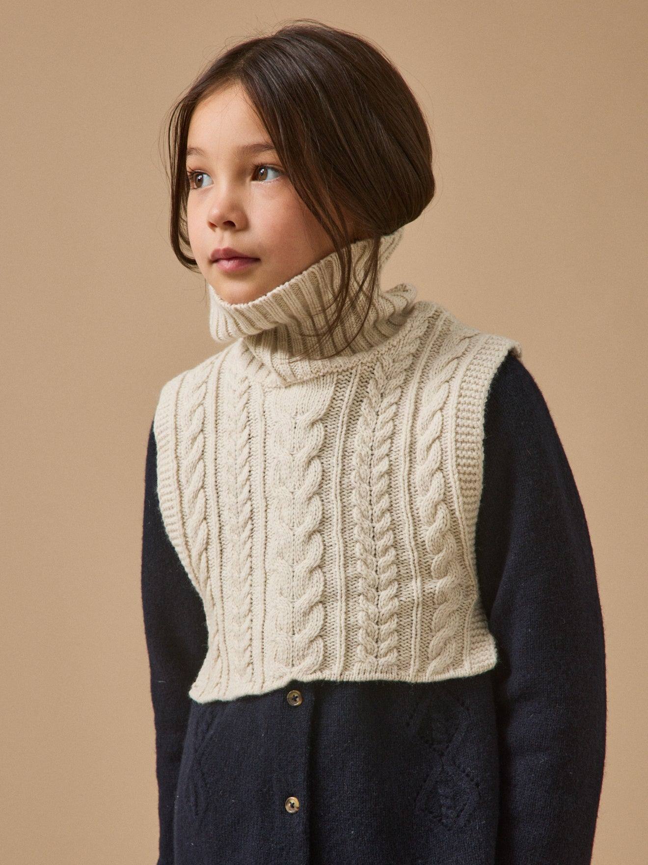 Plastron Col Roulé Torsadé Enfant Ecru