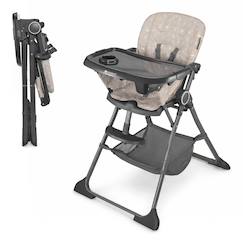 Puériculture-Chaise haute bébé pliable avec double plateau amovible panier rangement harnais 5 points