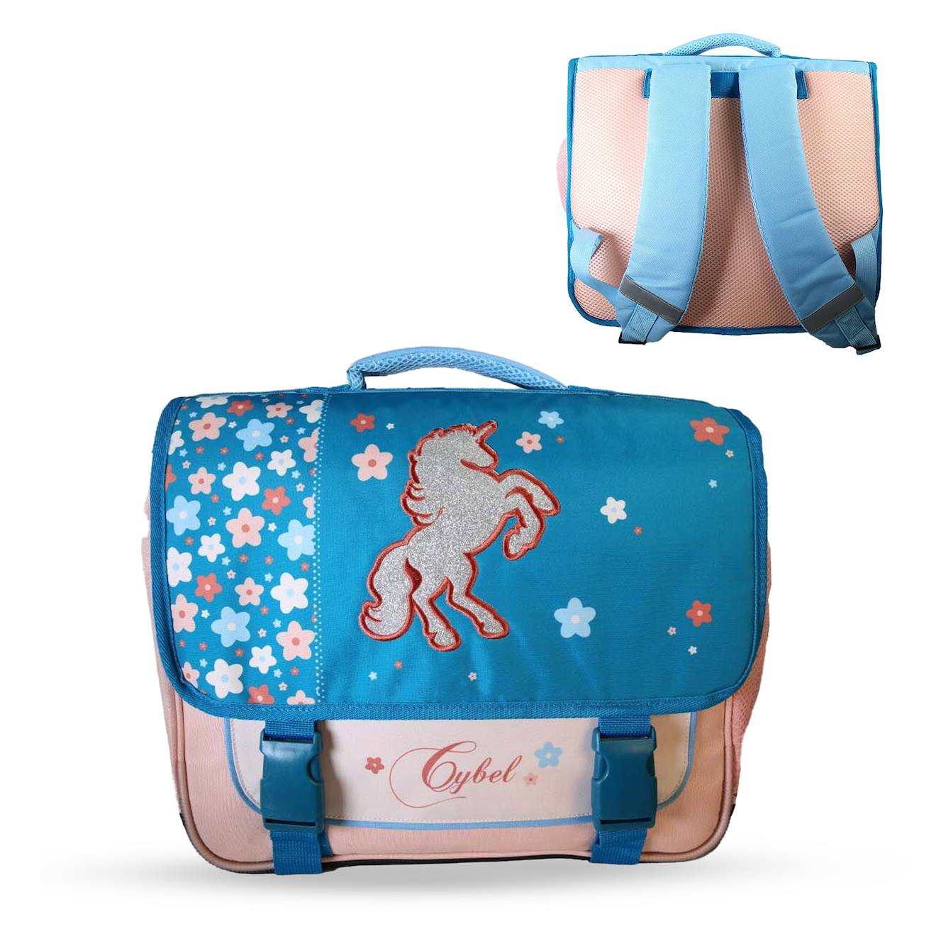 Cartable Scolaire 2 Compartiments Cybel Licorne Fleurie - 38 Cm Bleu Cartable Scolaire 2 Compartiments Cybel Licorne Fleurie - 38 Cm Bleu