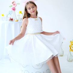 Robe cérémonie fille blanche et dorée en tulle | hepburn  - vertbaudet enfant