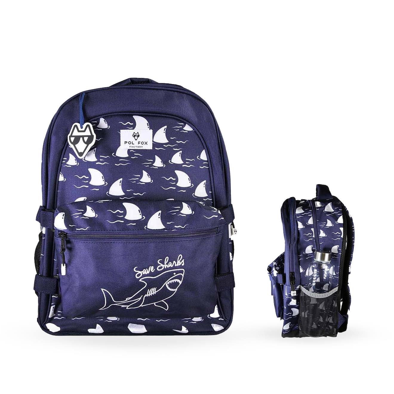 Sac À Dos Scolaire Réversible 2 Compartiments Shark Bleu