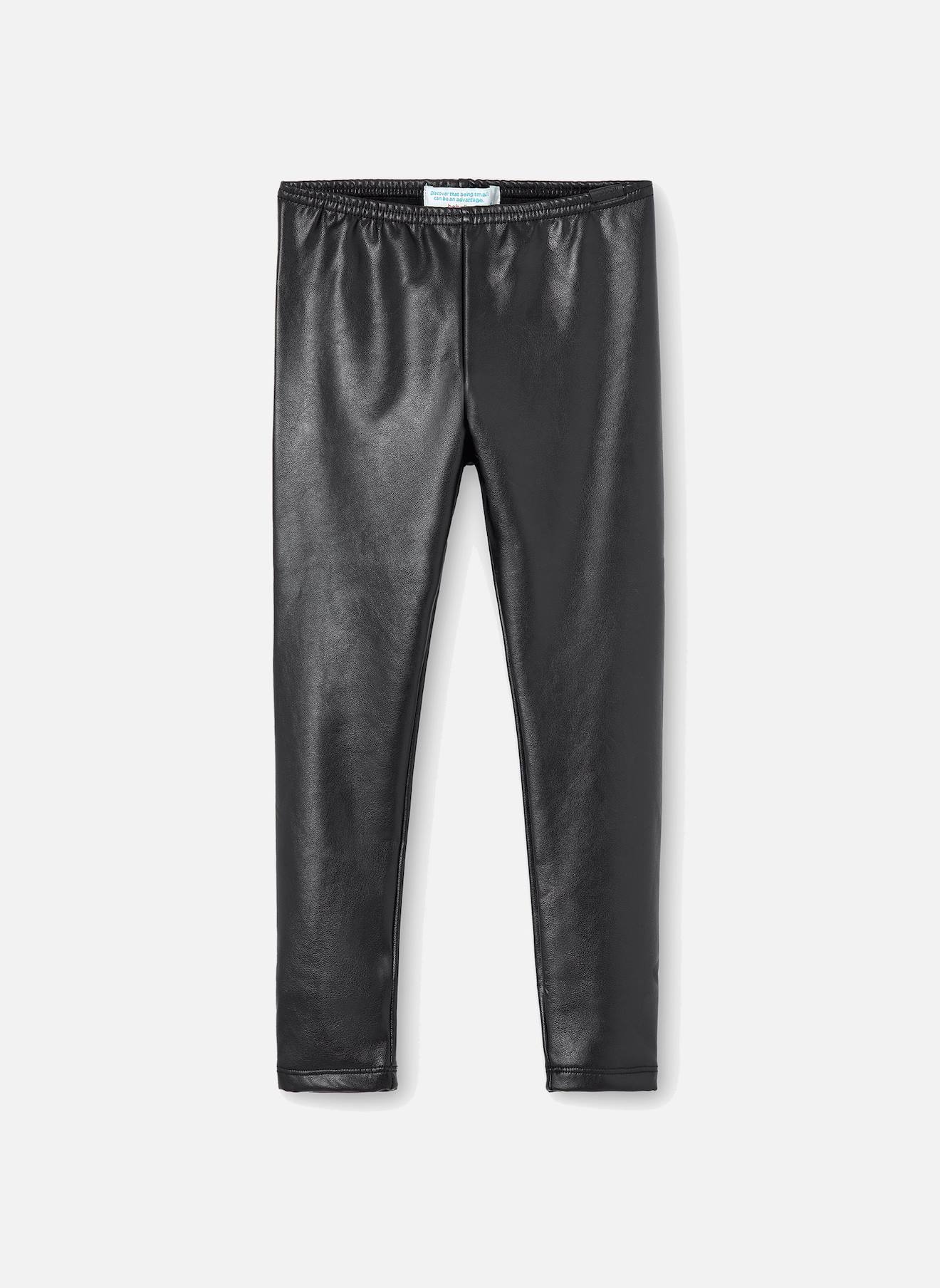Legging Fille Simili Cuir Noir