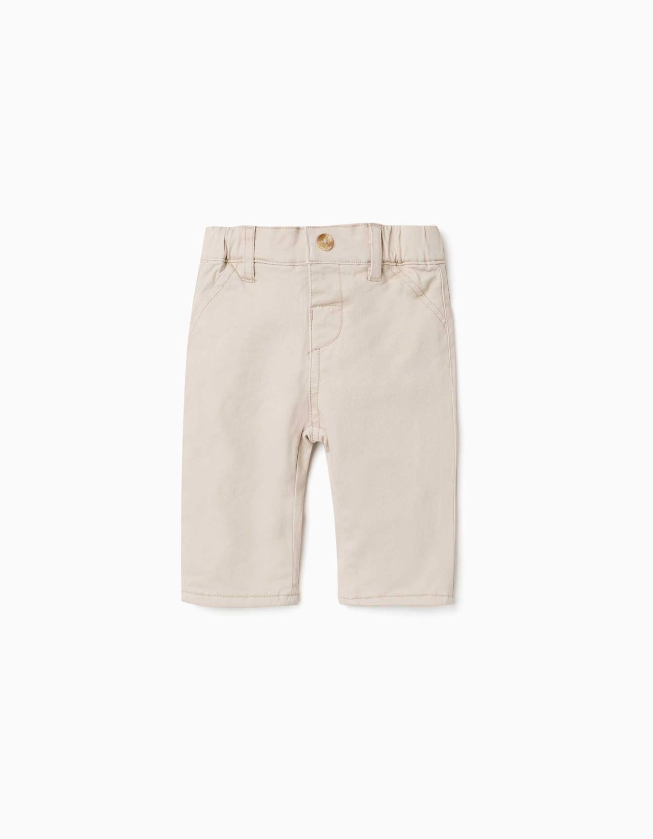 Pantalon En Sergé Avec Doublure Beige Clair