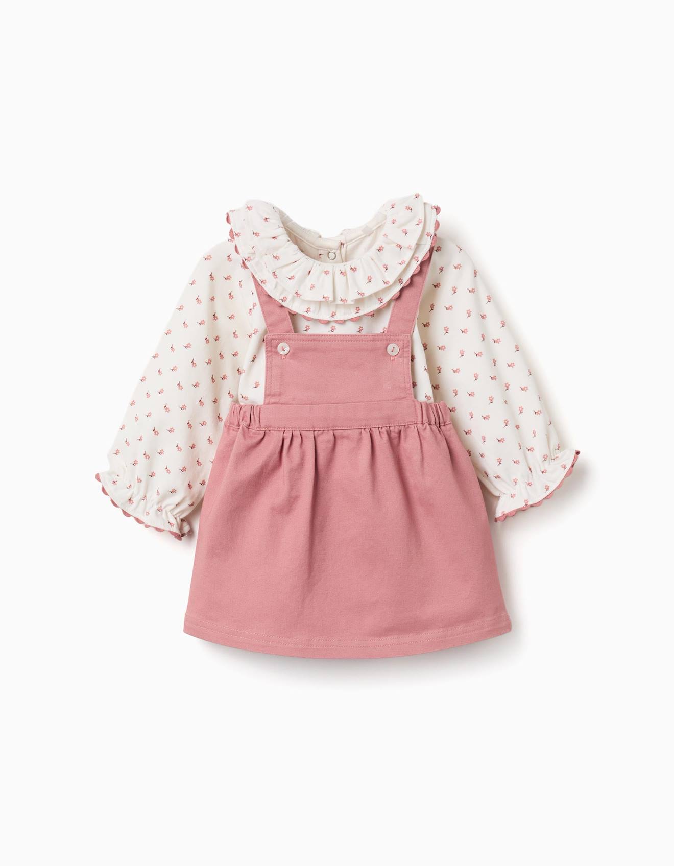 Body À Motif Fleuri + Robe Salopette Rose