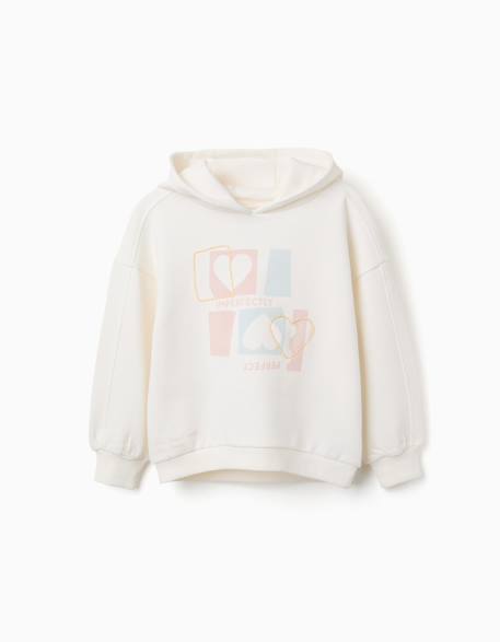Fille-Sweat en coton à capuche avec imprimé cœur