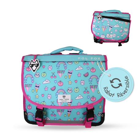 Fille-Accessoires-Cartable à colorier et réversible 2 compartiments Kawai - 38 cm