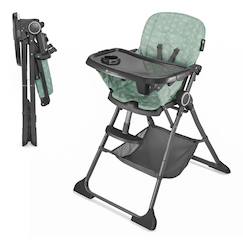 Puériculture-Chaise haute bébé pliable avec double plateau amovible panier rangement harnais 5 points