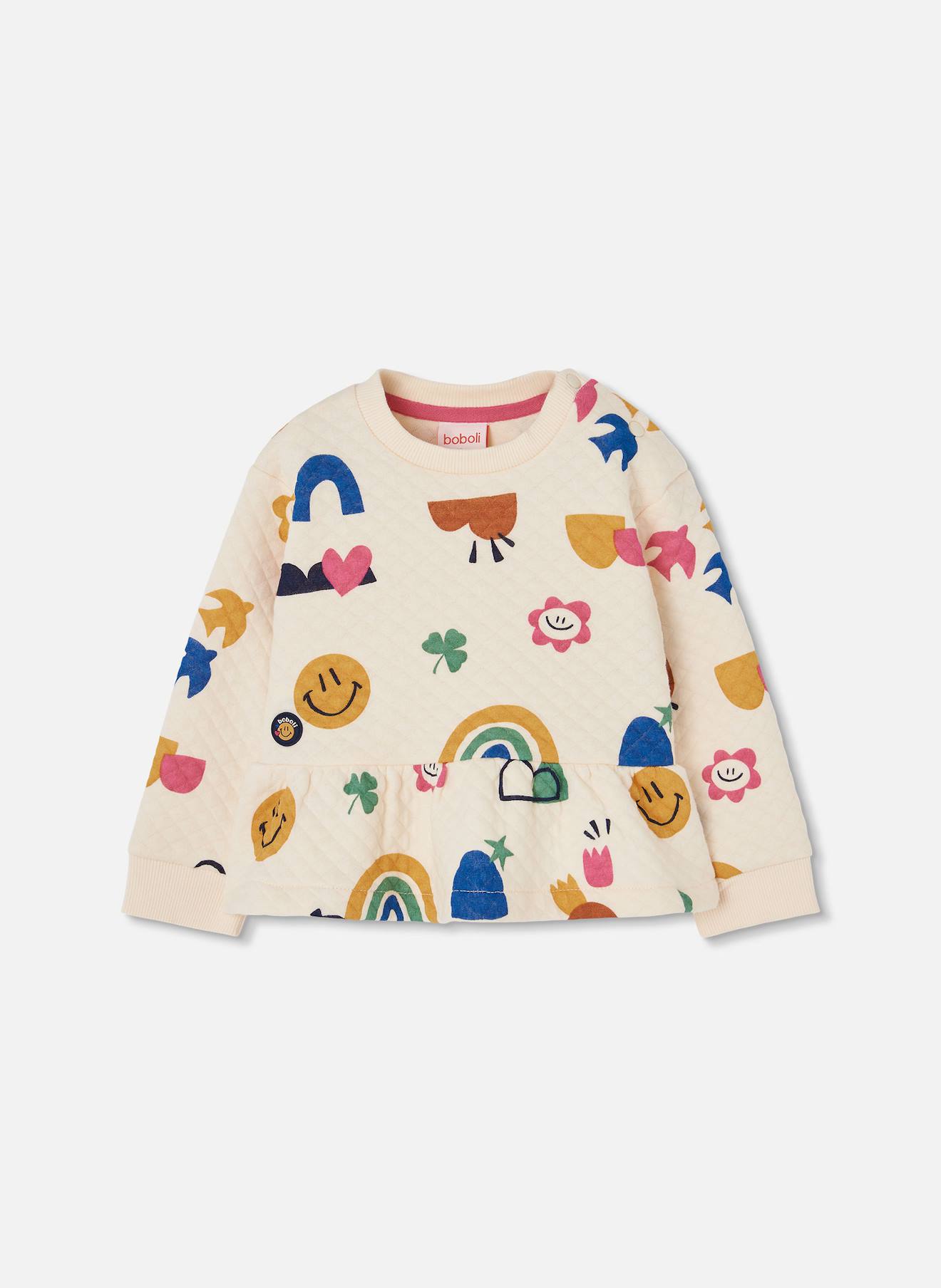 Sweat-shirt Fille En Maille Imprimé Multicolore