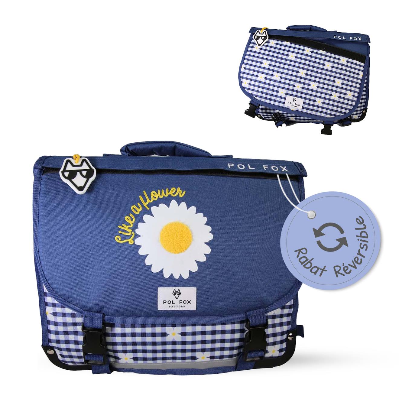 Cartable Réversible 2 Compartiments Daisy- 38 Cm Bleu