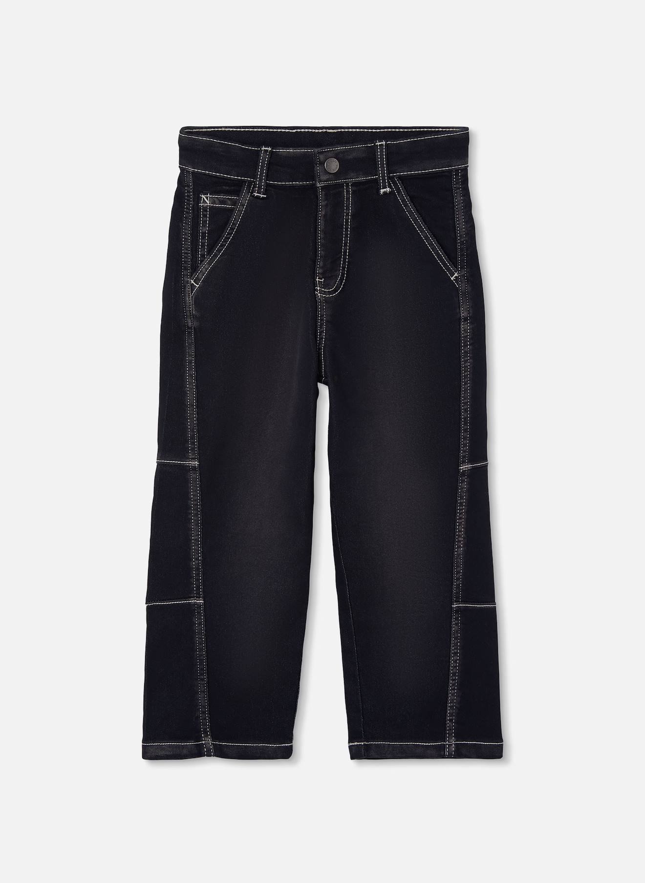 Pantalon Garçon Denim Avec Coutures Noir