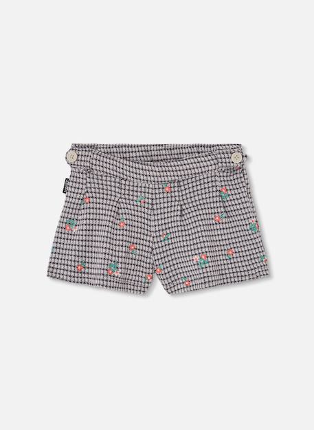 Fille-Jupe-Jupe-culotte maille carreaux brodée fleurs fille