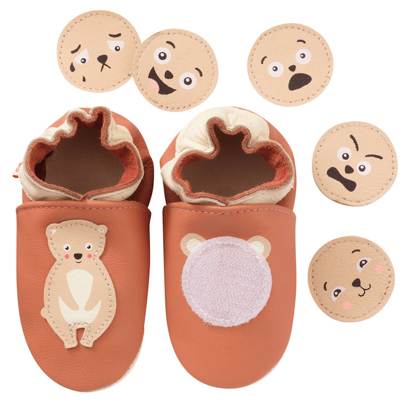 Chaussons Bb Cuir Souple Emotions Orange 25 €