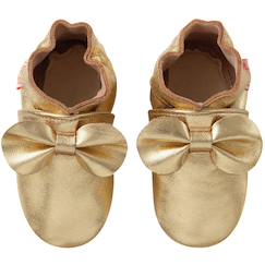 Chaussures-Chaussons bébé cuir souple uni nœuds