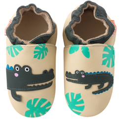 Chaussons cuir souple emile le crocodile  - vertbaudet enfant