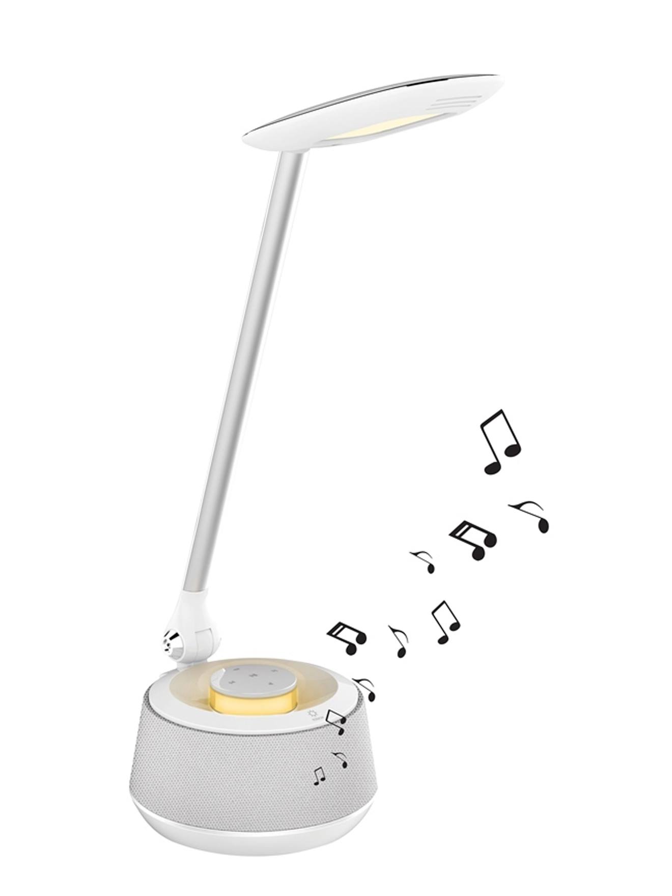 Lampe De Bureau Avec Lumières Led Et Enceinte Bluetooth Blanc