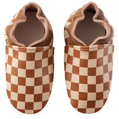 Chaussures-Chaussures garçon 23-38-Chaussons bébé cuir souple damier