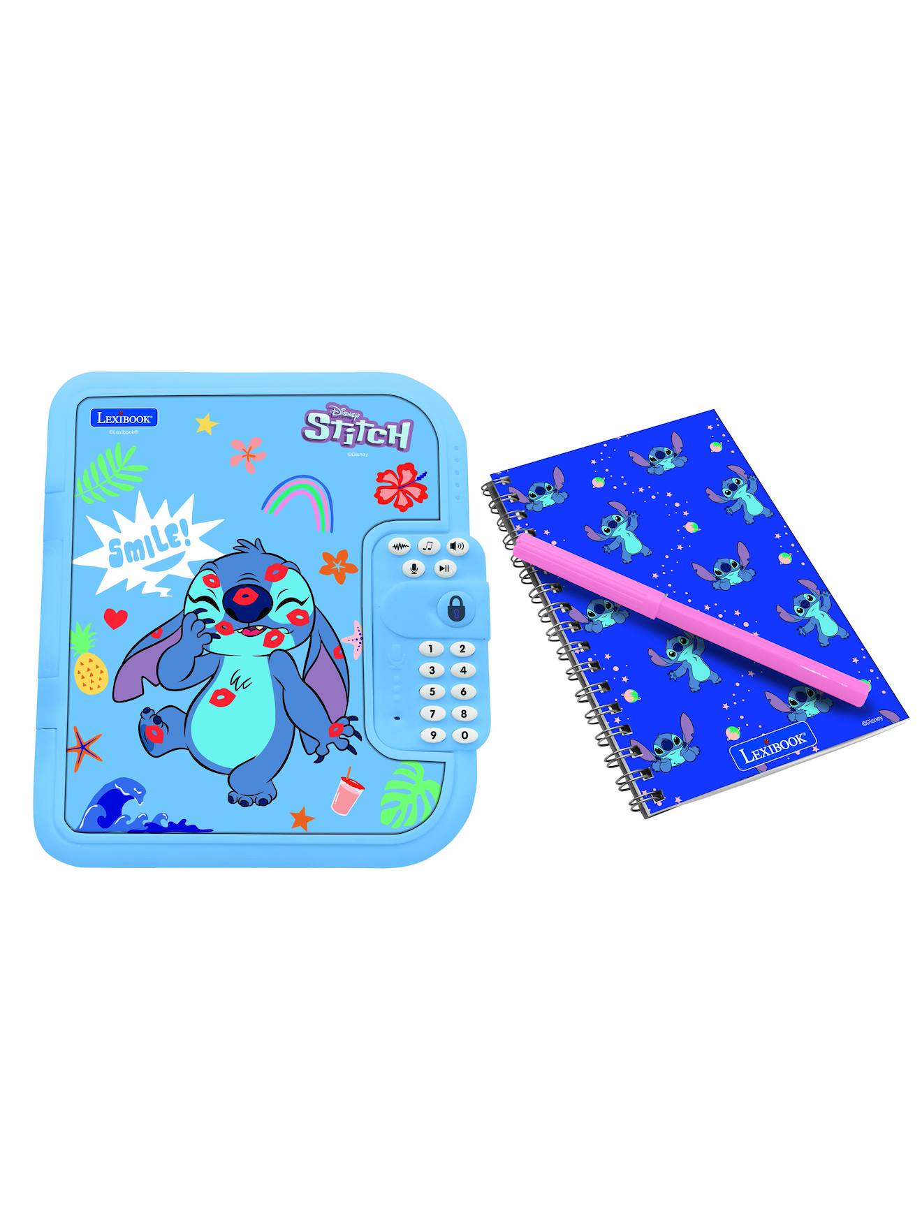 Journal Intime Électronique Stitch Avec Coffre-fort, Stylo, Carnet Inclus, Interactif, Effets Sonores Multicolore