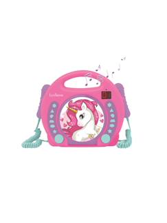Jouet-Lecteur cd portable avec 2 microphones coloris licorne