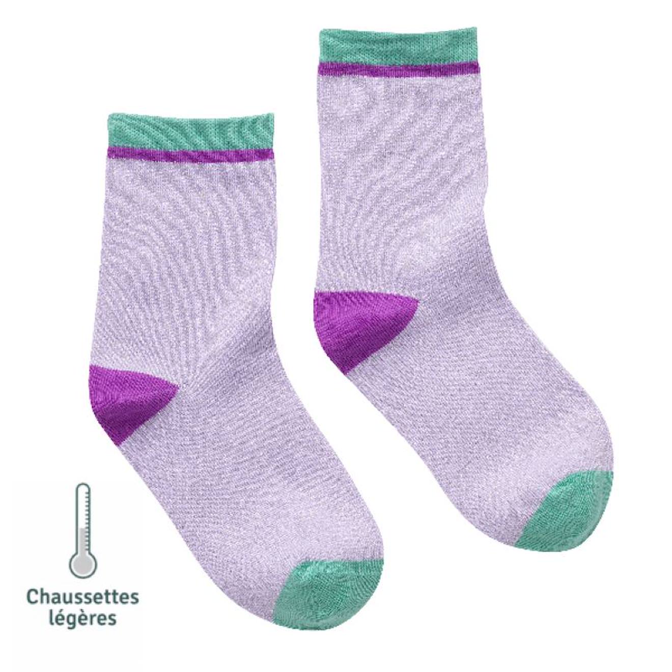 Chaussettes Sans Couture Unies Paillettes Violet 8 €
