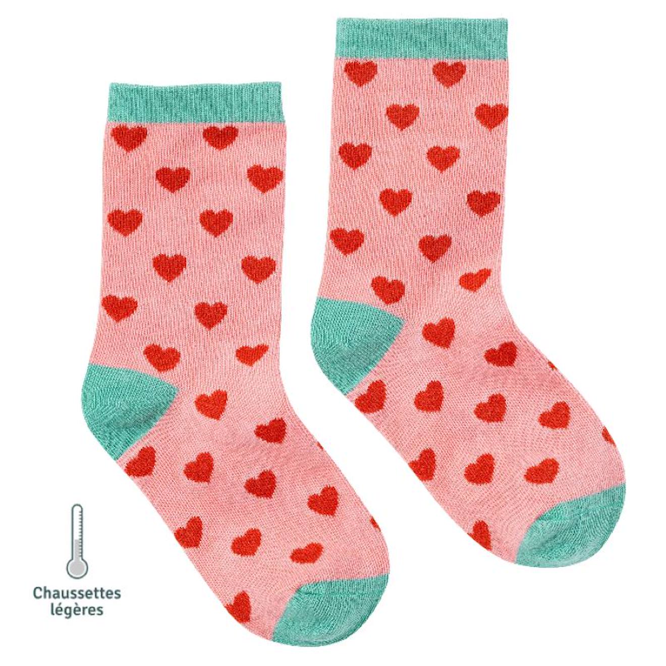 Chaussettes Sans Couture Cœurs Rouge